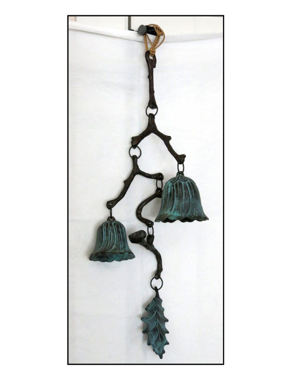 NEW SPI Home Handcrafted Brass Branch + Leaf Garden Bell Wind Chime